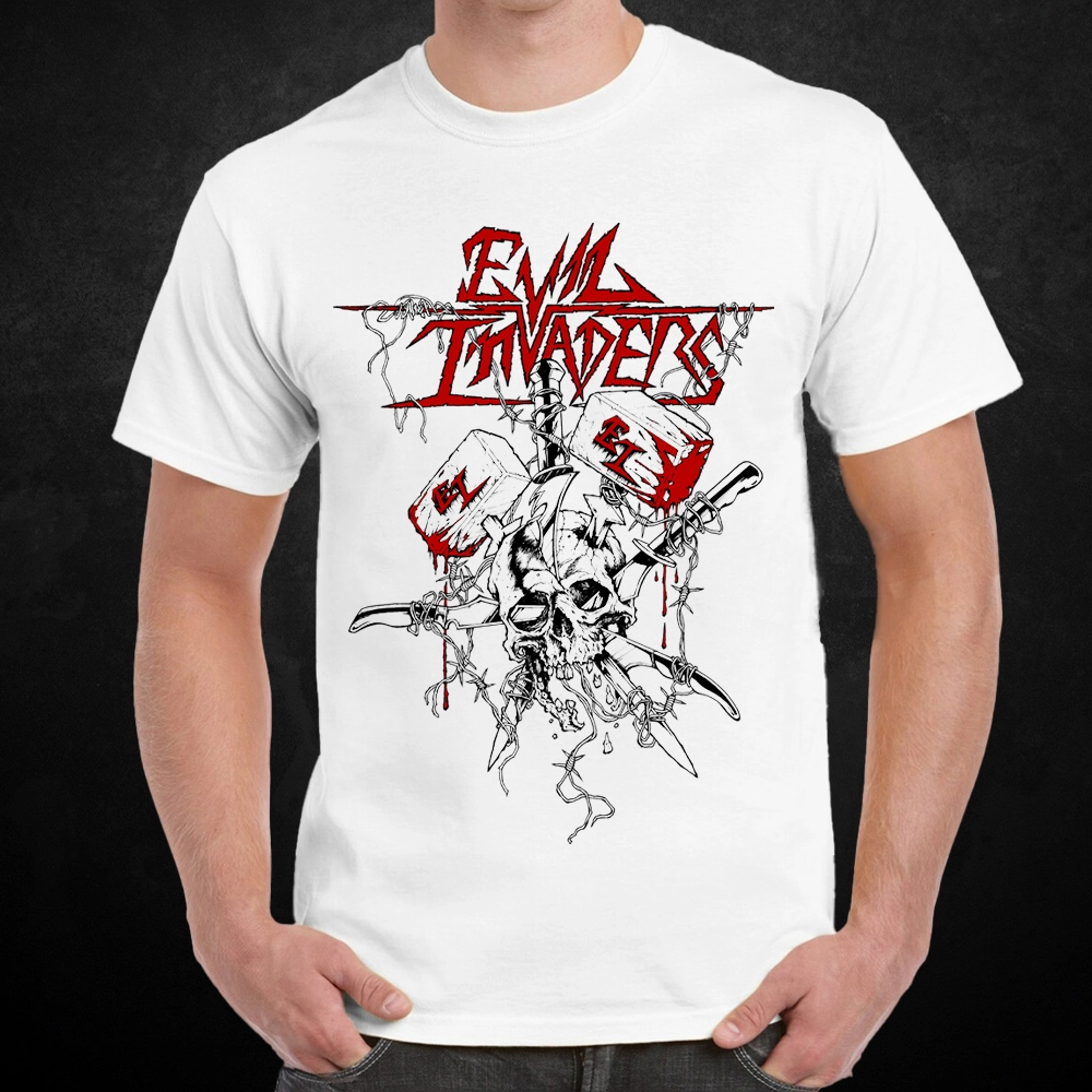 EVIL INVADERS - Sledgehammer Justice White Shirt